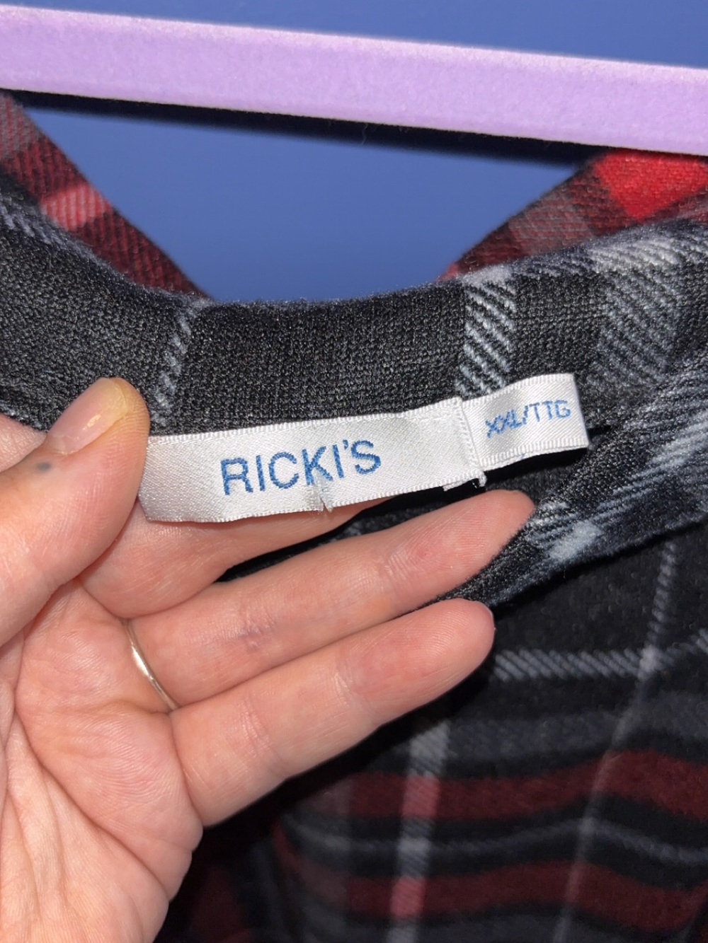 Ricki's Red and Black Plaid Boatneck Sweatshirt - Picture 2 of 2